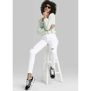 Women's Super-High Rise Distressed Skinny Jeans - Wild Fable White 16